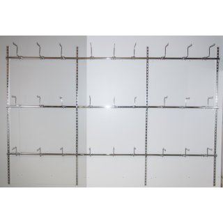 R&uuml;ckwandsystem 3,70 m (4 Wandschienen + 9 Tr&auml;gerstangen + 27 Stufenhaken)