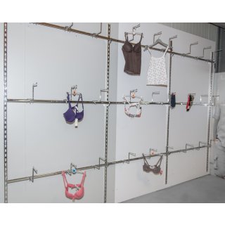 R&uuml;ckwandsystem 3,70 m (4 Wandschienen + 9 Tr&auml;gerstangen + 27 Stufenhaken)