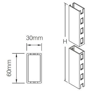 S&auml;ule 60x30 mm, 270 cm lang, wei&szlig;