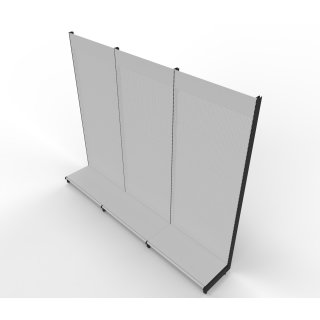 Wall shelf Tego 240x300 cm (HxW), perforated sheet metal rear panel, grey