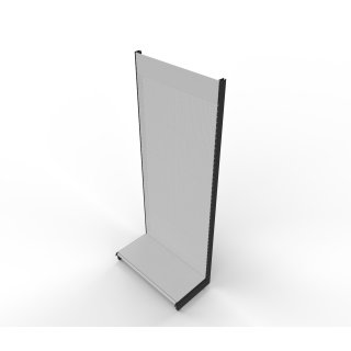 Wall shelf Tego 260x100 cm (HxW), perforated sheet metal rear panel, grey