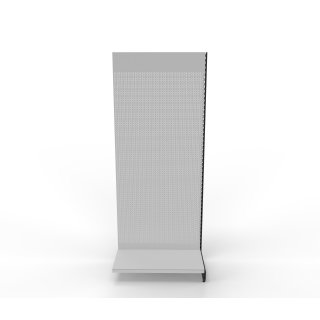 Wall shelf Tego 300x100 cm (HxW), perforated sheet metal rear panel, grey