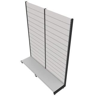 Wall shelf Tego 240x200 cm (HxW), perforated sheet metal rear panel, grey
