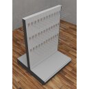 Mid-level gondola 145x200 cm (HxW), perforated back panel + 120 hooks, gray