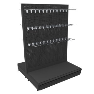Mid-level gondola 145x200 cm (HxW), perforated back panel + 120 hooks, anthracite